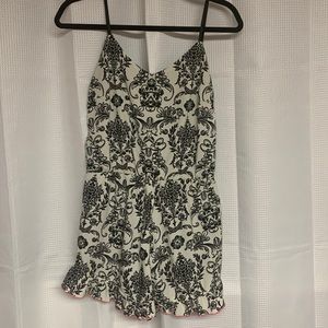Winter Wren black and white floral romper